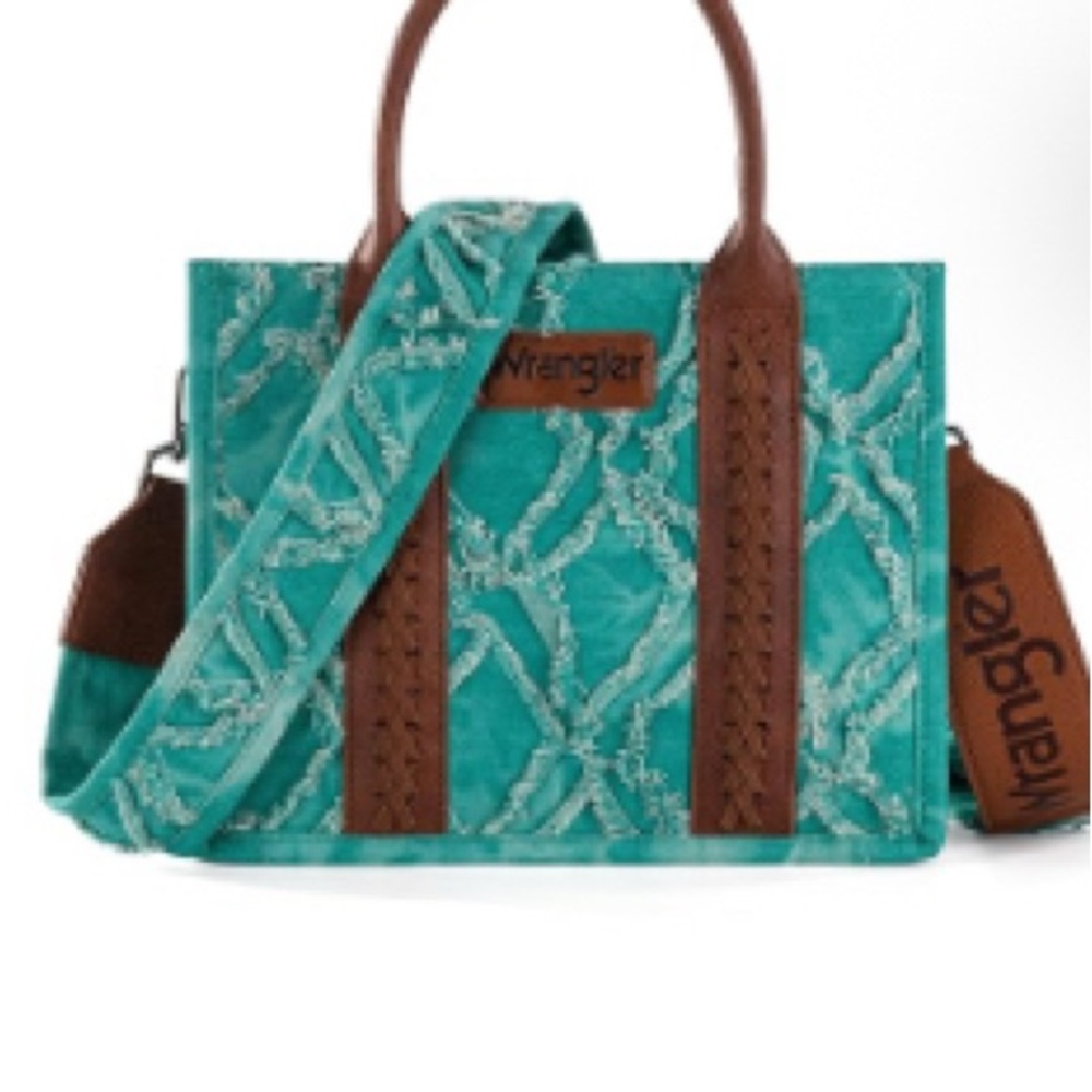 NWOTs Wrangler Turquoise and Brown Tote Bag
